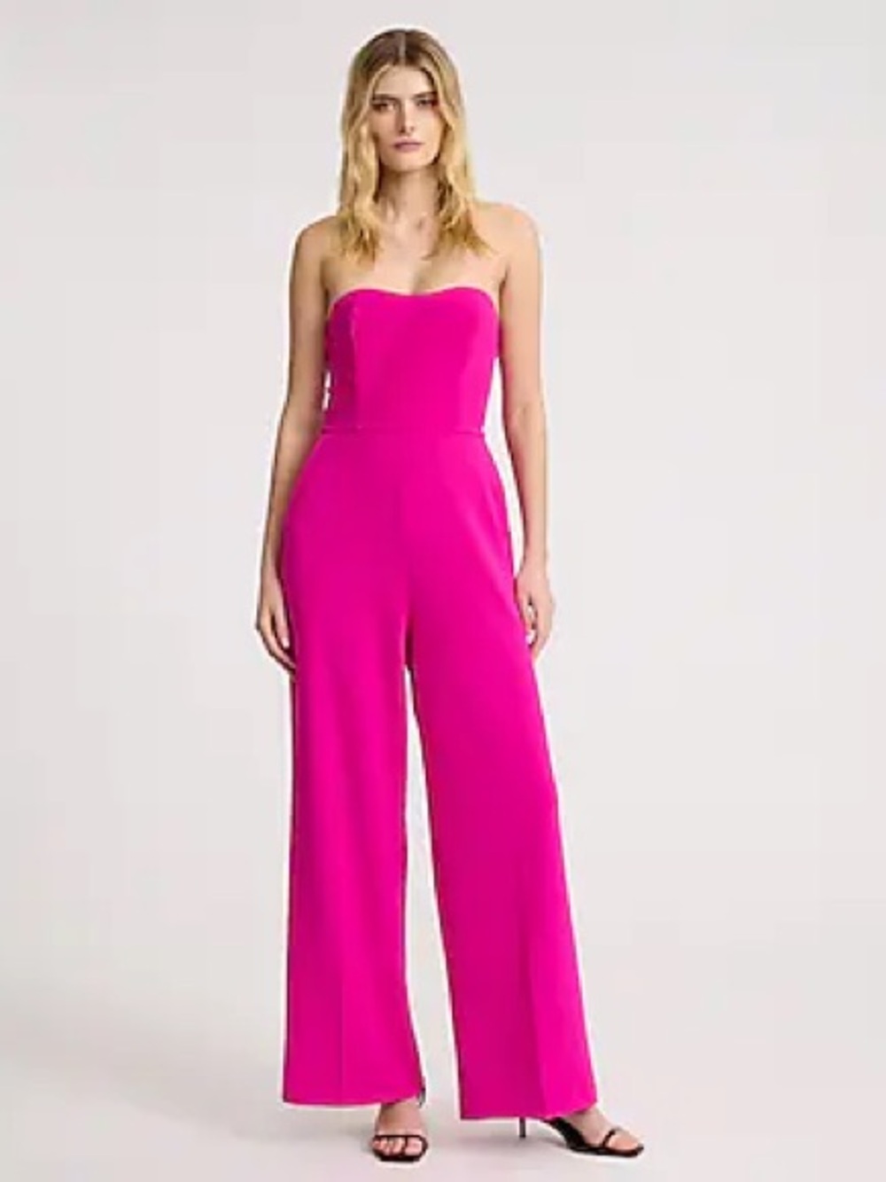 Express Strapless Wide-Leg Jumpsuit in Fuchsia Pink